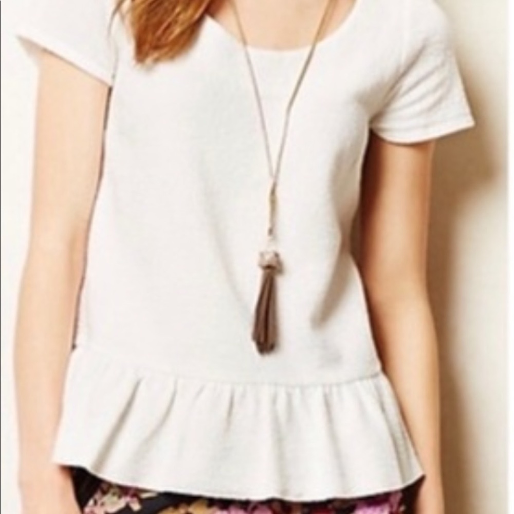 ANTHRO | Cascata peplum top in white size S